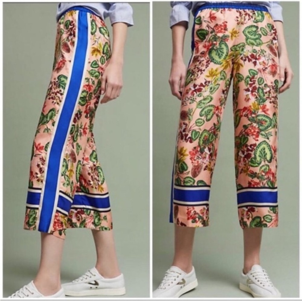 Anthropologie Silk Floral Pants